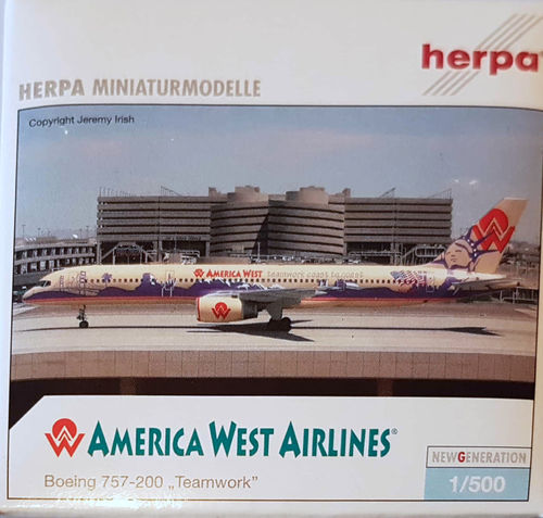 Herpa Wings America West Airlines B 757-2S7 1:500 - 510530  TEAMWORK
