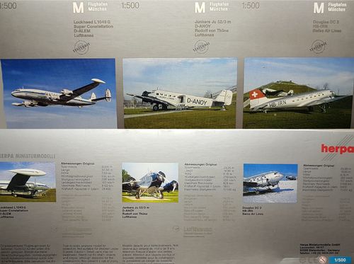 Herpa Wings 3er Set Lufthansa Ju 52/3m & L-1049G-82-105 & Swissair C-47B-DK - 1:500 - 513937