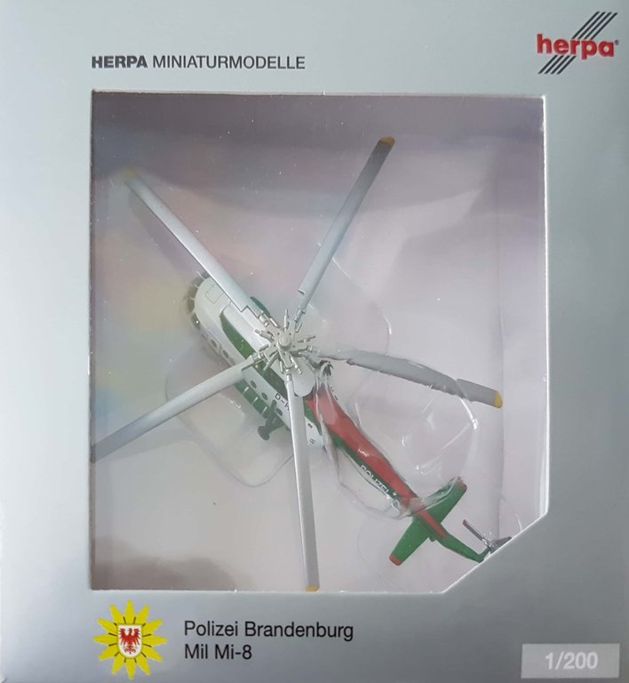 Herpa Wings 1/200 Polizei Brandenburg Mil Mi-8 D-HOZH 554893 metal miniature